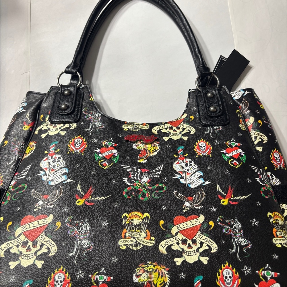 Ed Hardy Multicolor Tattoo Design Shoulder Bag